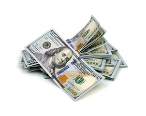 American dollars isolated on a white