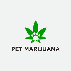 cannabis pet logo. paw icon