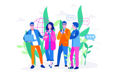 Meeting, team, discussion. Vector illustration 