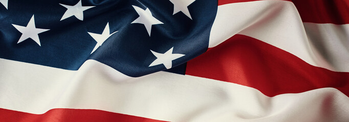 American flag background. USA flag waving, closeup