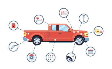 Car service concept. Automobile maintenance repair. Car diagnostics. Vector illustration.