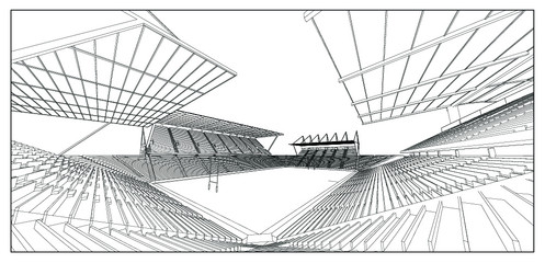 3D wireframe of stadium or sport arena. vector © Aomarch