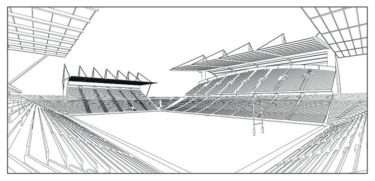 3D wireframe of stadium or sport arena. vector