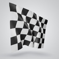 ack and white checkered flag, 3d mash on a white background
