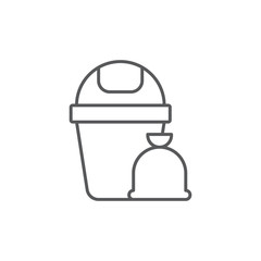 Garbage trash bin and bag vector icon symbol isolated on white background