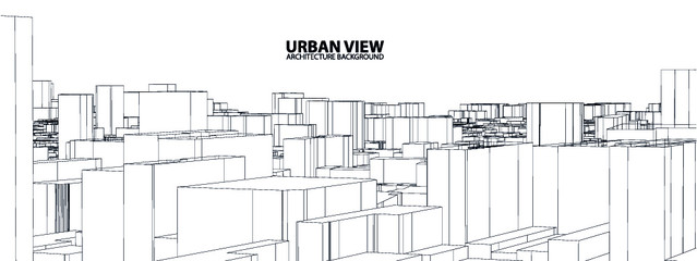 3d wireframe of building. sketch design.Vector