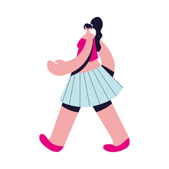 Urban woman cartoon with casual cloth vector design