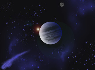 Obraz na płótnie Canvas The planet Jupiter in space up close. 3D illustration
