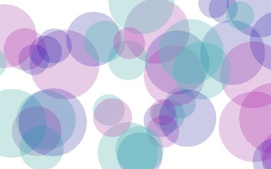 Multicolored translucent circles on a white background. Pink tones. 3D illustration