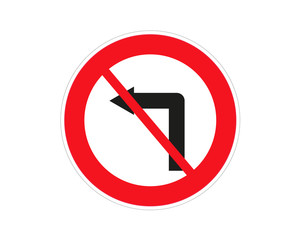 Do Not Turn Left Traffic Road Sign,Vector Illustration, Isolate On White Background,Symbols, Label.