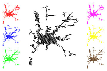 Cesena City (Italian Republic, Italy, Emilia-Romagna) map vector illustration, scribble sketch City of Cesena map