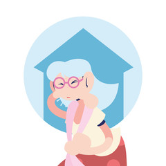 sick old woman at home