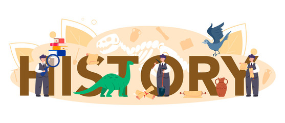 History typographic header concept. History science, paleontology,