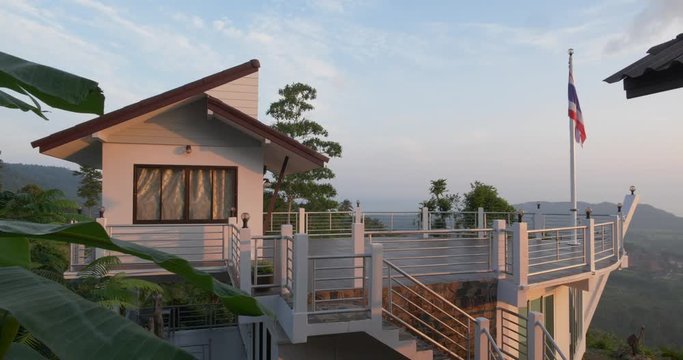 House of your Dreams in the Middle of Nature in Jungle in Thailand, 4K Sunset