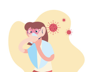 young woman with coronavirus symptoms