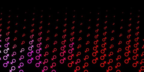 Dark Pink, Yellow vector background with woman symbols.