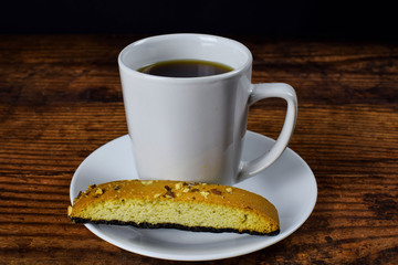 coffee with  chocolate biscotti