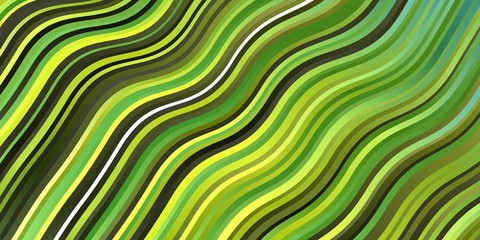 Light Green, Yellow vector pattern with curves. Colorful illustration in circular style with lines. Template for cellphones.