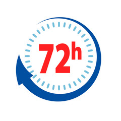 Delivery service time icon clock arrow 72 hours for design, stock vector illustration, stock vector illustration