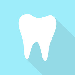 Dental Care Clean Teeth icon with long drop shadow.