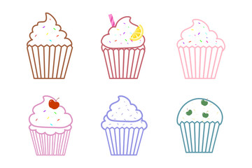 Set of Sweet Cupcake.