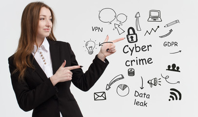 Business, technology, internet and network concept. Young businessman thinks over ideas to become successful: Cyber crime