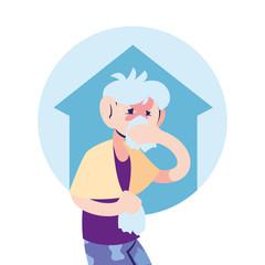 man with virus at home