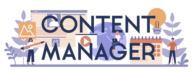 Content management typographic header concept. Idea of digital