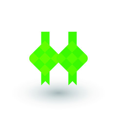 Double Ketupat traditional food. Simple icon style for muslim ramadan and eid al fitr celebration.