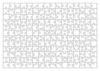Jigsaw puzzle white color. puzzle grid 16x12. Game mosaic 192 individual parts.