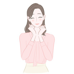 ガッツポーズをして喜ぶ女性