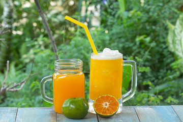 glass of fresh orange juice smoothie