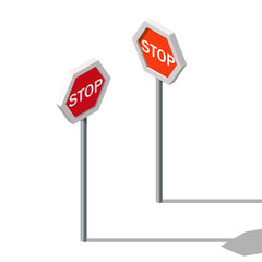 Vector isometric road sign stop. Restriction icon.