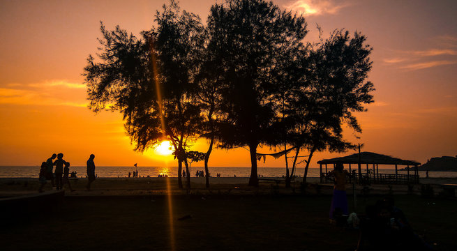 Silhouette People At Beach During Sunset © akshata shenoy/EyeEm