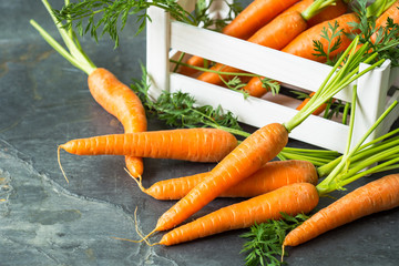 Fresh organic carrots on the table