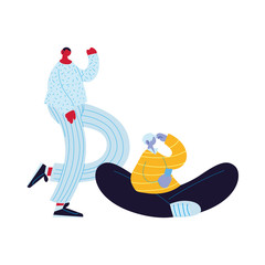 Men cartoons with smartphone vector design