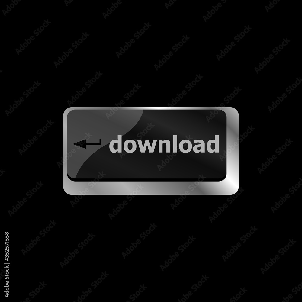 Poster internet download button on computer keyboard keys