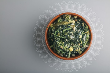 Obraz na płótnie Canvas Indian traditional food spinach salad (Keerai Thoran or Keerai Poriyal )