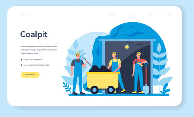 Coal or minerals mining web banner or landing page