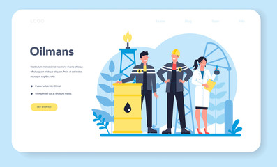 Oilman and petroleum industry web banner or landing page