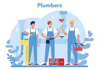 Plumbing service concept. Professional repair and cleaning