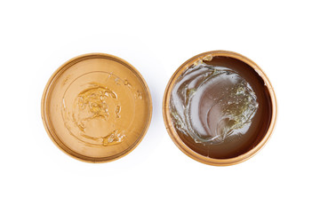 Grease oil antiwear for automotive part ball bearing in container isolated on white background photo object design