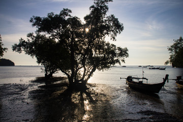 Boat on East Railay Bay Beach, Krabi Province, Thailand, Asia