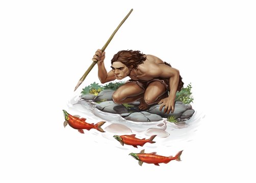Full Color Realistic Illustration of Neanderthal 