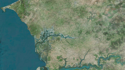 Fatick, Senegal - outlined. Satellite © Yarr65