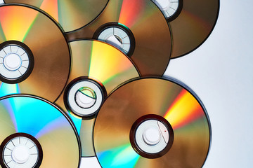 Laser CDs on a white background. Optical media