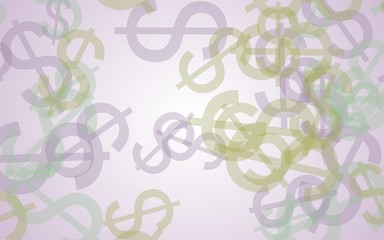 Multicolored translucent dollar signs on white background. 3D illustration