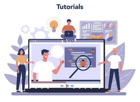 Testing software online service or platform. Application or website