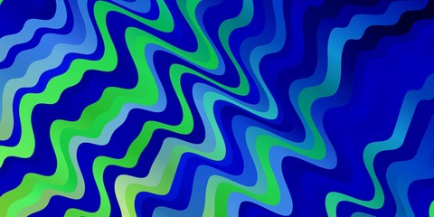 Light Blue, Green vector pattern with curves.