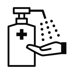 手指消毒イラスト ベクター｜Hand sanitizer spray vector illustration. Hygiene icon